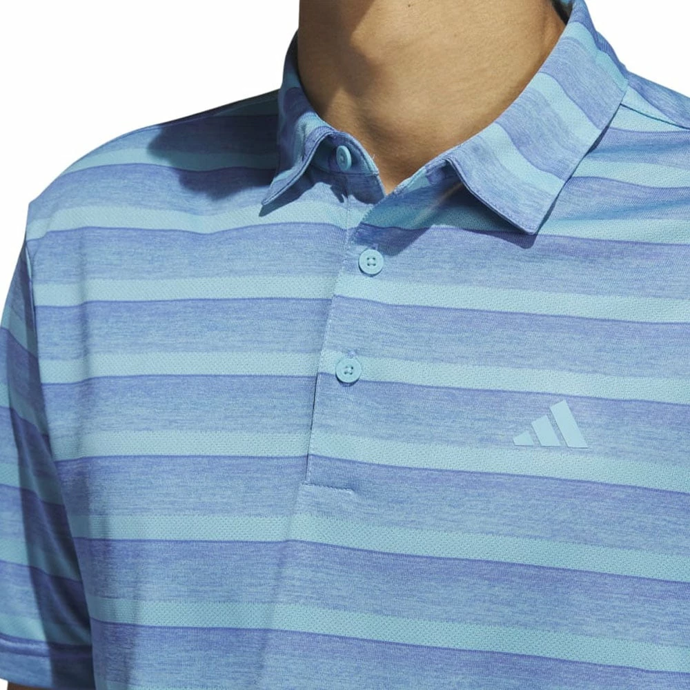 Adidas 2 Colour Stripe Polo Shirt - Blue Fusion/Preloved Blue - Image 2