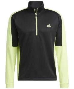 Adidas Colour Block 1/4 Zip Pullover - Black/Pulse Lime