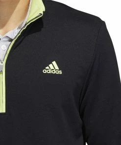Adidas Lightweight 1/4 Zip Pullover - Black/Pulse Lime -Second Hand Clubs Sales adidas lightweight 14 zip pullover blackpulselime 4