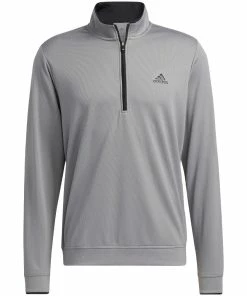 Adidas Lightweight 1/4 Zip Pullover - Grey Three/Black