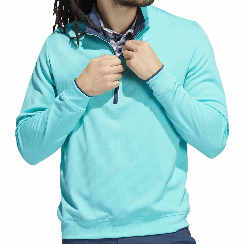 Adidas Lightweight 1/4 Zip Pullover - Semi Mint Rush/Crew Navy 4 Adidas Lightweight 1/4 Zip Pullover - Semi Mint Rush/Crew Navy - Image 2