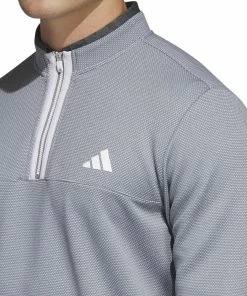 Adidas Microdot 1/4 Zip Pullover - White/Grey Three -Second Hand Clubs Sales adidas mircodot 14 zip pullover whitegreythree 3