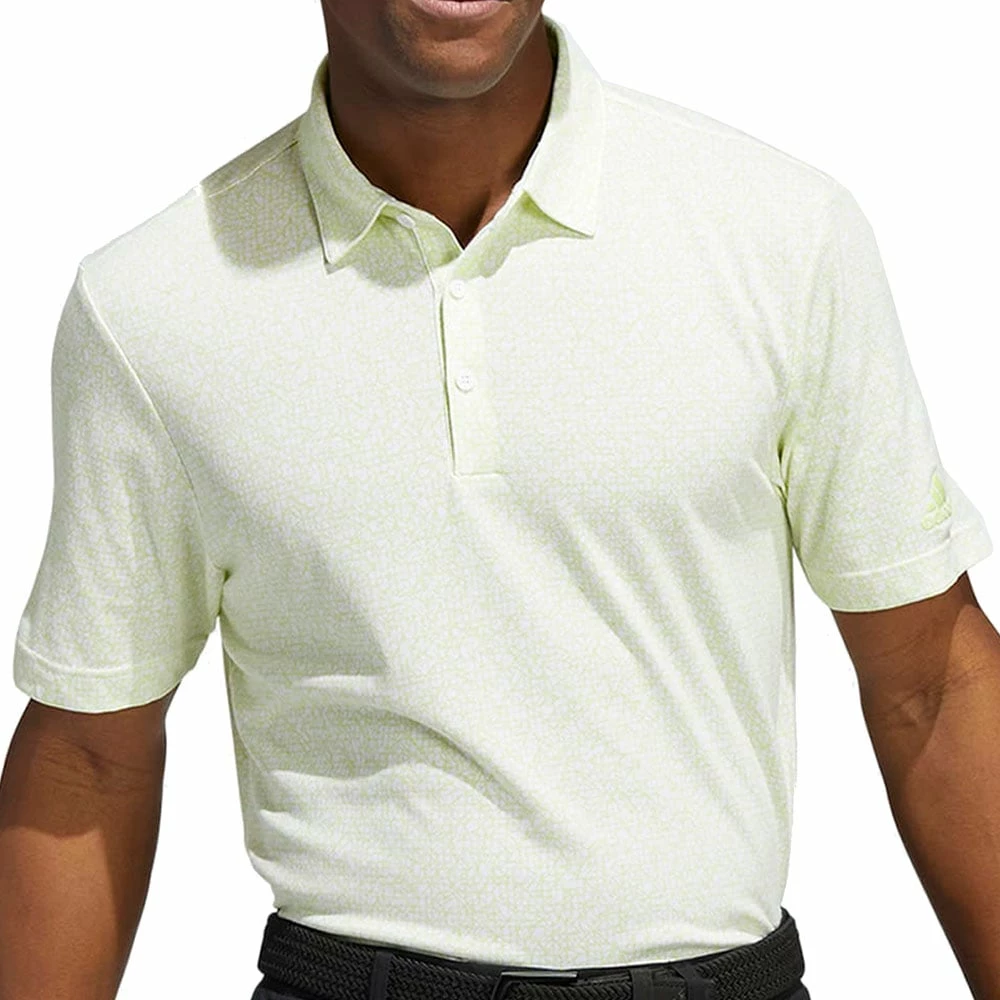 Adidas Prime Abstract Print Polo Shirt - White/Pulse Lime 4 Adidas Prime Abstract Print Polo Shirt - White/Pulse Lime - Image 2
