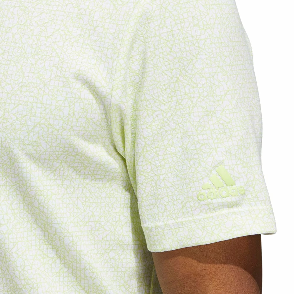 Adidas Prime Abstract Print Polo Shirt - White/Pulse Lime 6 Adidas Prime Abstract Print Polo Shirt - White/Pulse Lime - Image 4
