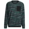Adidas Texture Print Crew Neck Sweatshirt - Black/Grey Six/Shadow Green