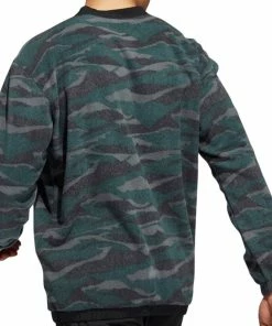 Adidas Texture Print Crew Neck Sweatshirt - Black/Grey Six/Shadow Green -Second Hand Clubs Sales adidas texture print crew neck black grey six shadow green 3