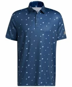 Adidas Ultimate Allover Print Polo Shirt - Crew Navy/White/Hemp