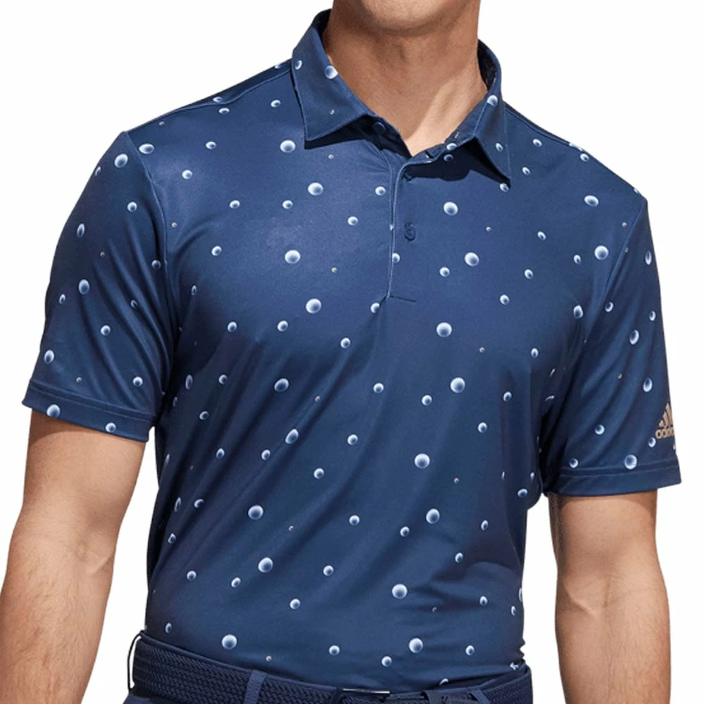 Adidas Ultimate Allover Print Polo Shirt - Crew Navy/White/Hemp 4 Adidas Ultimate Allover Print Polo Shirt - Crew Navy/White/Hemp - Image 2