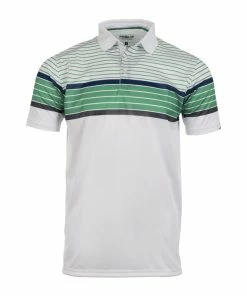 ProQuip Technical Chest Stripe Golf Polo Shirt - White/Green