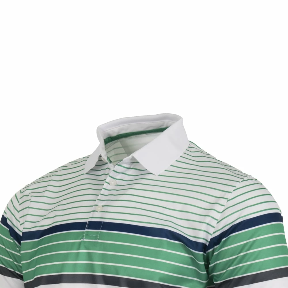 ProQuip Technical Chest Stripe Golf Polo Shirt - White/Green 4 ProQuip Technical Chest Stripe Golf Polo Shirt - White/Green - Image 2