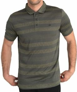 Calvin Klein Shadow Stripe Polo Shirt - Army Green Marl 9 Calvin Klein Shadow Stripe Polo Shirt - Army Green Marl -Second Hand Clubs Sales c9408armygreen1