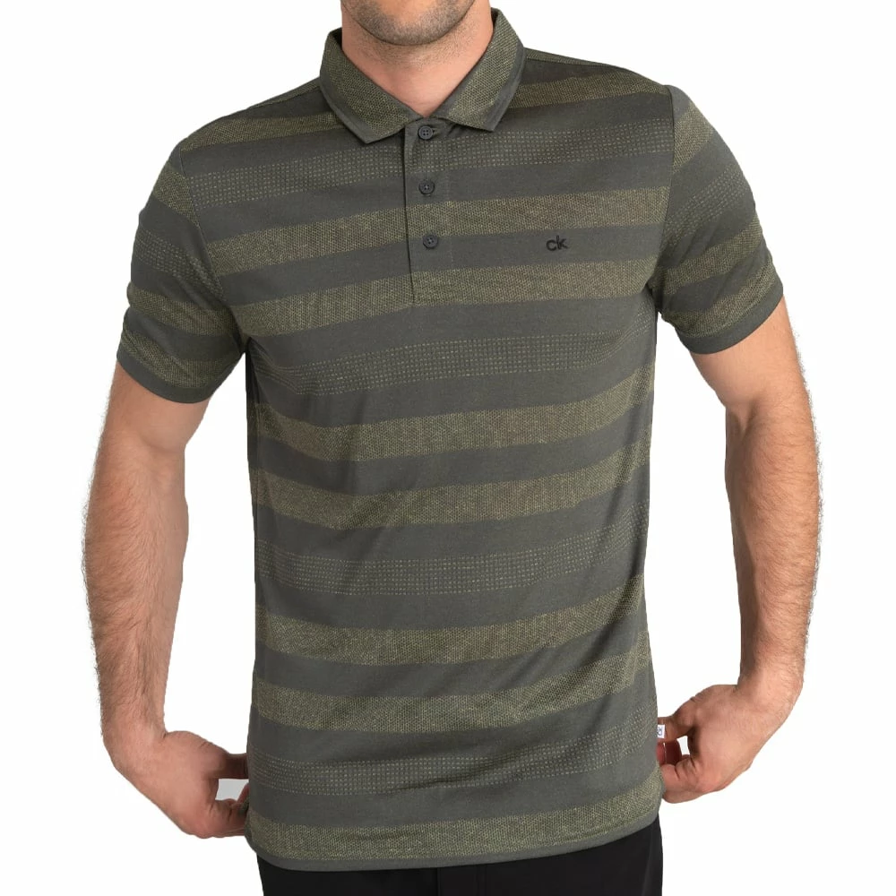 Calvin Klein Shadow Stripe Polo Shirt - Army Green Marl 5 Calvin Klein Shadow Stripe Polo Shirt - Army Green Marl - Image 3