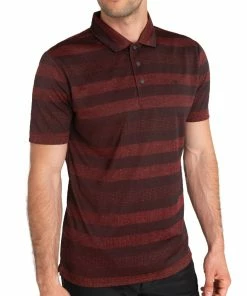 Calvin Klein Shadow Stripe Polo Shirt - Burgandy Marl -Second Hand Clubs Sales c9408burgmarl1