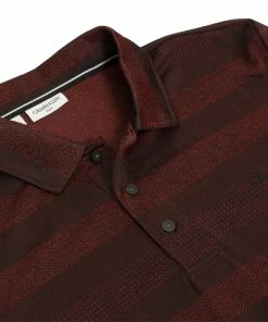 Calvin Klein Shadow Stripe Polo Shirt - Burgandy Marl -Second Hand Clubs Sales c9408burgmarl7