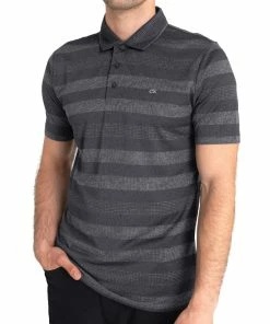 Calvin Klein Shadow Stripe Polo Shirt - Charcoal Marl 9 Calvin Klein Shadow Stripe Polo Shirt - Charcoal Marl -Second Hand Clubs Sales c9408chamarl1