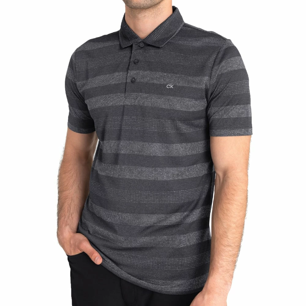 Calvin Klein Shadow Stripe Polo Shirt - Charcoal Marl 5 Calvin Klein Shadow Stripe Polo Shirt - Charcoal Marl - Image 3