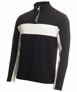 Calvin Klein Embossed Half Zip Insul-Lite Pullover - Black/White