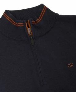 Calvin Klein Monaco Sweater - Denim Marl/Orange -Second Hand Clubs Sales c9557denm ora3
