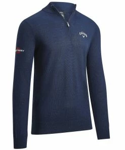 Callaway 1/4 Zip Blended Merino Pullover - Navy Blue
