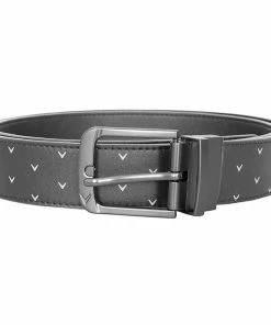 Callaway Chev Print Leather Belt - Grey