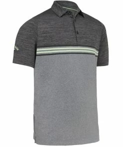 Callaway Heather Chest Stripe Polo Shirt - Caviar Heather