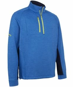 Callaway Heather Eco Stripe Fleece - Mazarine Blue Heather