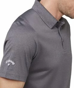 Callaway Heathered Jacquard Polo Shirt - Black Heather -Second Hand Clubs Sales callaway heathered jacquard polo shirt black heather 5