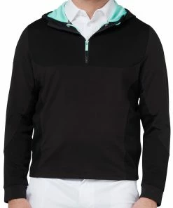 Callaway 1/4 Zip Mixed Media Technical Hoodie - Caviar