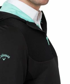 Callaway 1/4 Zip Mixed Media Technical Hoodie - Caviar -Second Hand Clubs Sales callaway quarter zip mixed media technical hoodie caviar 3