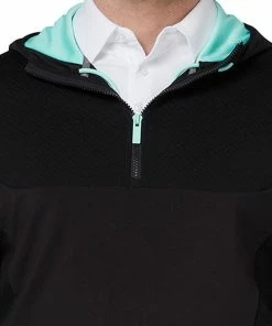 Callaway 1/4 Zip Mixed Media Technical Hoodie - Caviar -Second Hand Clubs Sales callaway quarter zip mixed media technical hoodie caviar 4