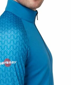 Callaway 1/4 Zip Odyssey Blocked Pullover - Vallarta Blue -Second Hand Clubs Sales callaway quarter zip odyssey blocked pullover vallarta blue 3