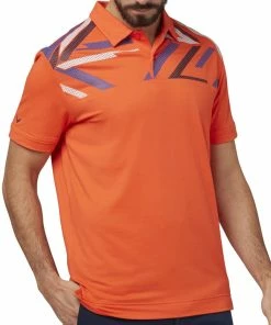 Callaway Street Mural Textured Print Polo Shirt - Tangerine Tango