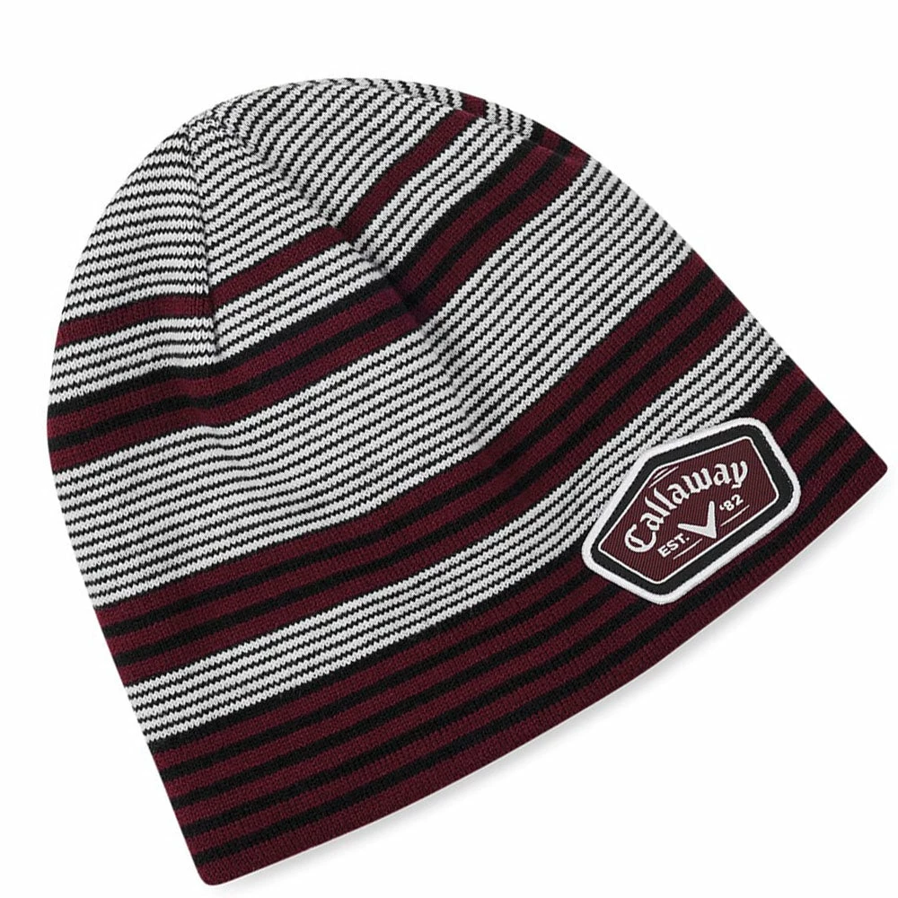 Callaway Winter Chill Beanie Hat - White/Black/Maroon 3 Callaway Winter Chill Beanie Hat - White/Black/Maroon