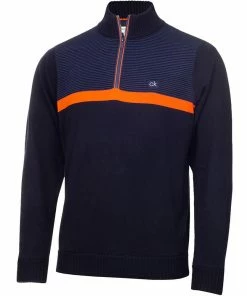 Calvin Klein Magnet 1/2 Zip Lined Sweater - Navy/Blaze