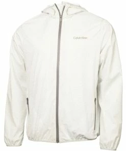 Calvin Klein Nantucket Printed Windbreaker Jacket - White/Pale Silver