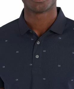 Calvin Klein Monogram Pique Polo Shirt - Navy/Artic Ice -Second Hand Clubs Sales calvin klein new monogram pique polo navy artic ice 5