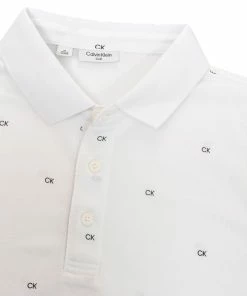 Calvin Klein Monogram Pique Polo Shirt - White/Black -Second Hand Clubs Sales calvin klein new monogram pique polo white black 4