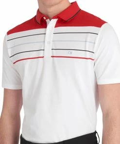 Calvin Klein Pacific Grove Polo Shirt - White/Cardinal Red