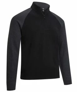 Callaway Raglan 1/4 Zip Long Sleeve Mock - True Black