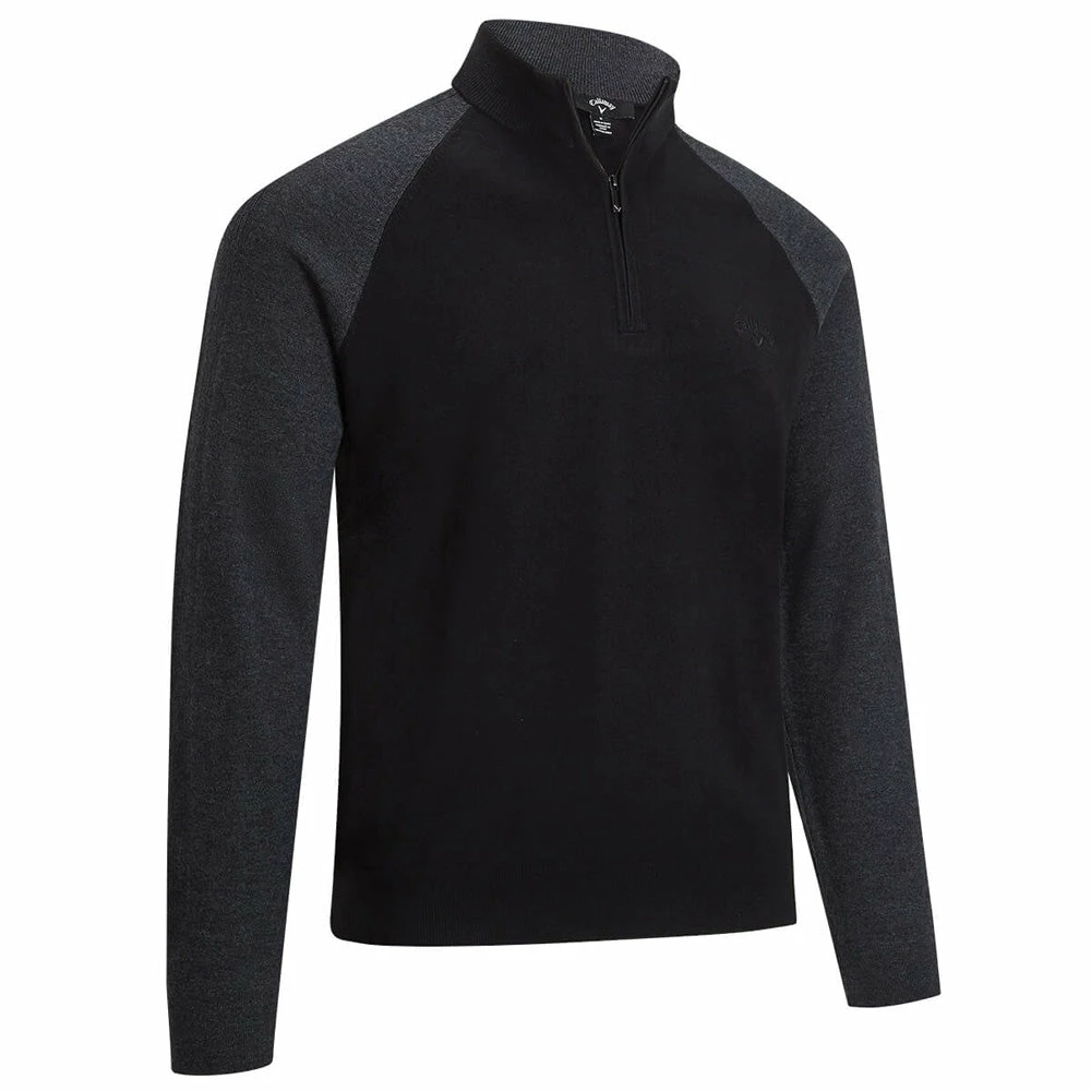 Callaway Raglan 1/4 Zip Long Sleeve Mock - True Black 3 Callaway Raglan 1/4 Zip Long Sleeve Mock - True Black