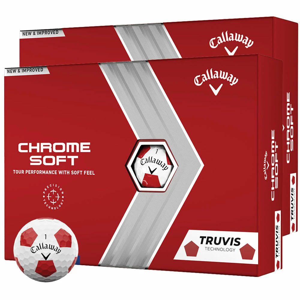 Callaway Chrome Soft Truvis Golf Balls - Red - Double Dozen 3 Callaway Chrome Soft Truvis Golf Balls - Red - Double Dozen