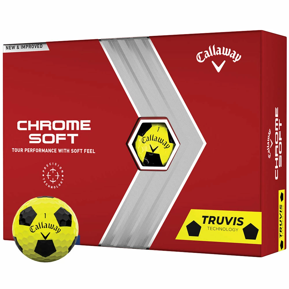 Callaway Chrome Soft Truvis Golf Balls - Yellow/Black - 12 Pack 3 Callaway Chrome Soft Truvis Golf Balls - Yellow/Black - 12 Pack