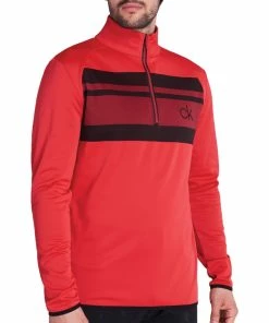 Calvin Klein Taylor Half Zip Sweater - Power Red -Second Hand Clubs Sales ckms21489powerred1