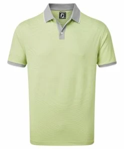 FootJoy Pique Ministripe Polo Shirt - Grey/Lime