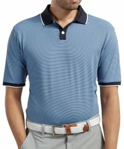 FootJoy Pique Ministripe Polo Shirt - Navy/Lagoon -Second Hand Clubs Sales ezgif 7 8a821adaf2a1