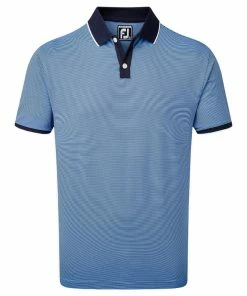 FootJoy Pique Ministripe Polo Shirt - Navy/Lagoon