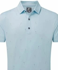 FootJoy 18 Holes Lisle Polo Shirt - Azure -Second Hand Clubs Sales footjoy 18 holes lisle polo azure 3