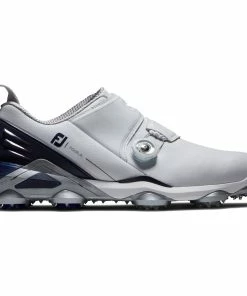 FootJoy Tour Alpha Double BOA Spiked Shoes - White/Navy/Grey