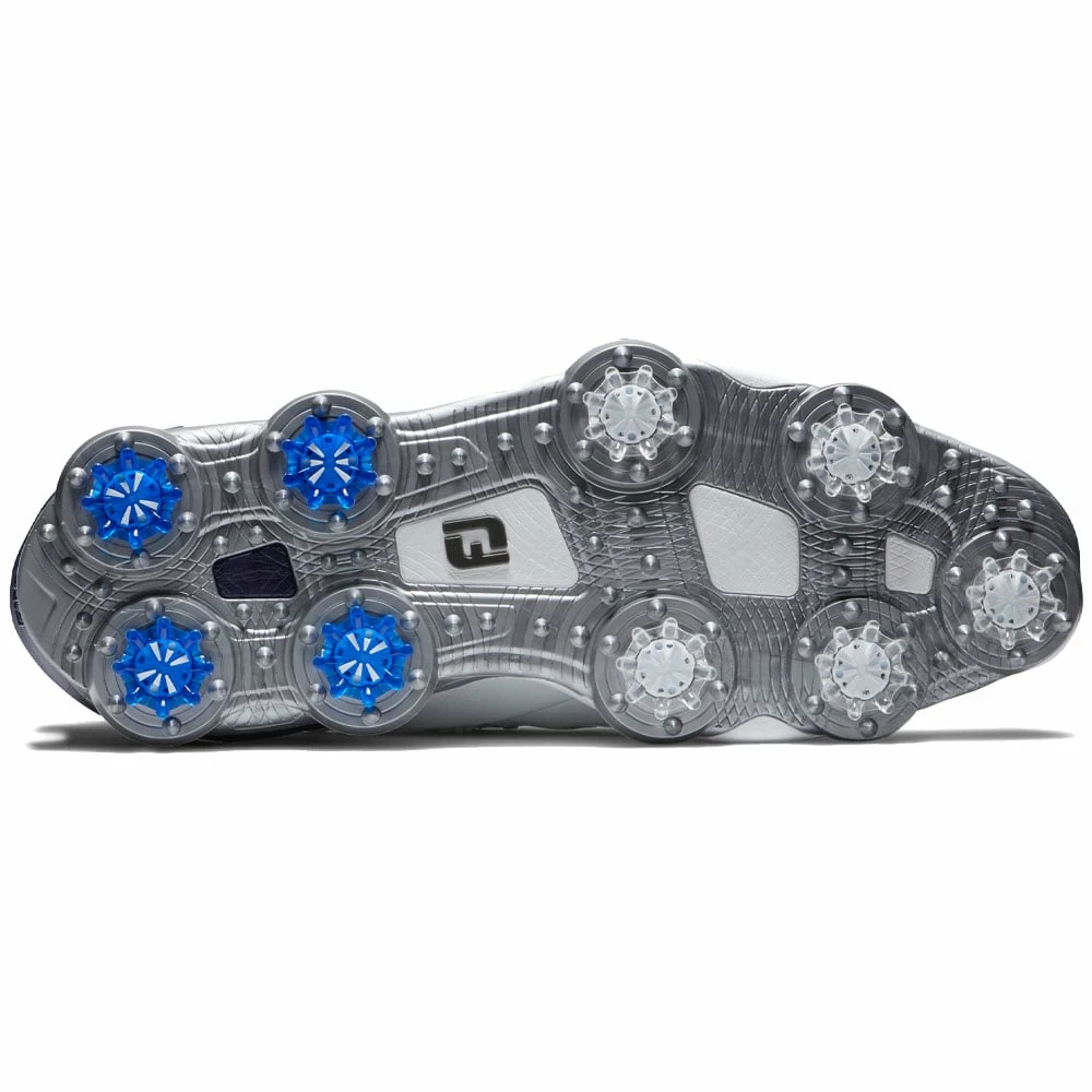FootJoy Tour Alpha Double BOA Spiked Shoes - White/Navy/Grey 4 FootJoy Tour Alpha Double BOA Spiked Shoes - White/Navy/Grey - Image 2