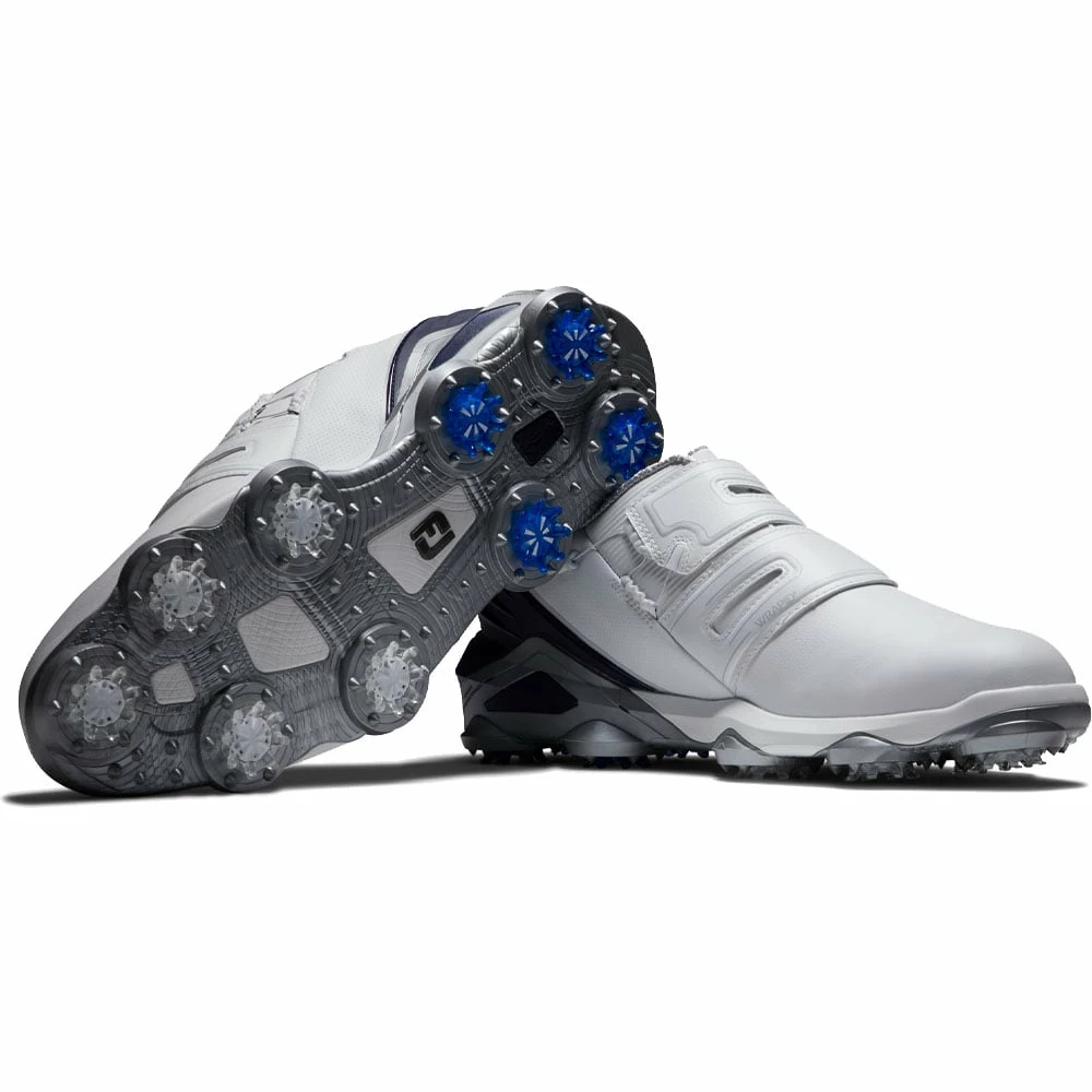 FootJoy Tour Alpha Double BOA Spiked Shoes - White/Navy/Grey 7 FootJoy Tour Alpha Double BOA Spiked Shoes - White/Navy/Grey - Image 5